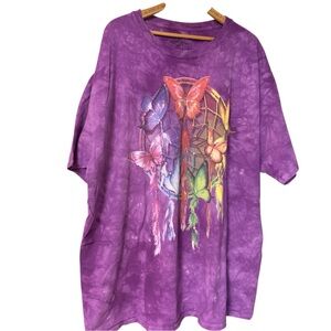 The Mountain Purple Graphic Tee 3X Butterfly Dreamcatcher Short Sleeve Tie Dye